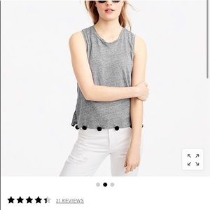 J. Crew gray linen pom pom tank
